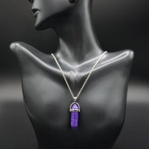 Hex Purple Pendant Chain Necklace